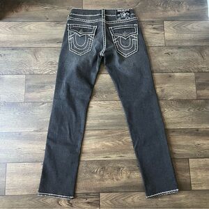 True Religion Men's Ricky Rope Stitch Flap Jeans Washed Black Size 29